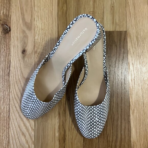 Reformation Block Heeled Mule Snake Print Size 8 - Picture 3 of 6